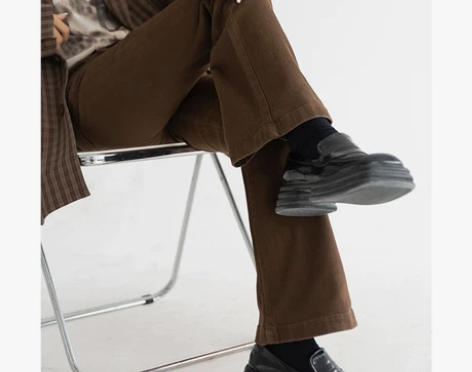 ?赛小懒高腰微喇牛仔裤女秋冬美式复古加绒咖...