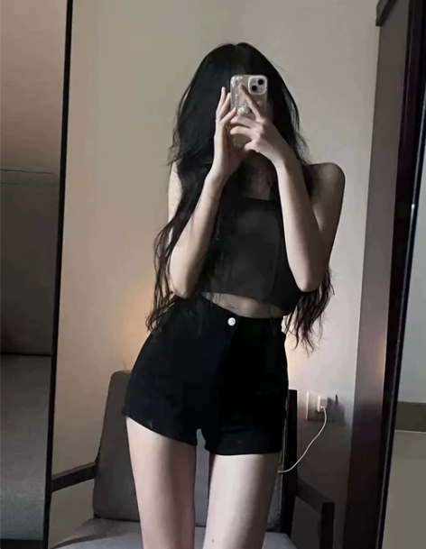 黑色牛仔短裤高腰女辣妹秋冬2022新款复