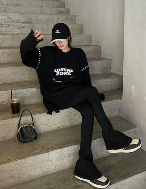 喇叭牛仔裤 牛仔裤喇叭裤高腰Aaakane...