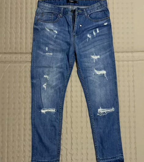 Kama破洞牛仔裤，深蓝色，尺码29，适合...