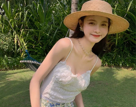 范智乔 白色复古蕾丝花边小吊带背心女抹胸无...