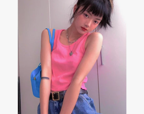 littledry不油 粉粉少女吊带背心女...