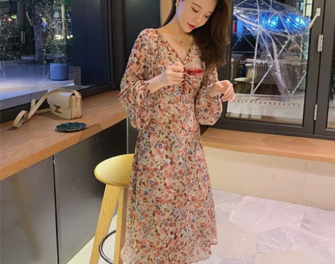 郭郭定制 复古碎花裙子女2020春夏小个子...