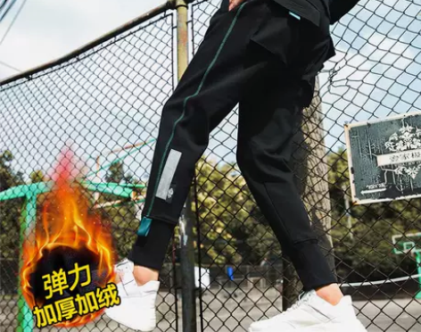 运动裤男冬季加绒加厚男生小脚收口裤子韩版潮...