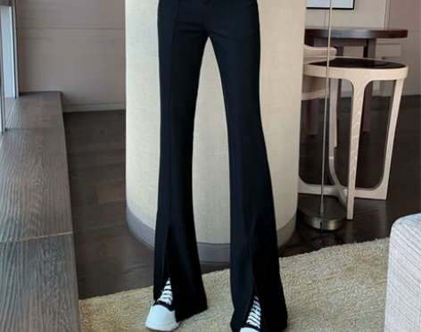 开叉裤高腰微喇叭裤女加绒显瘦新款 血亏出!...