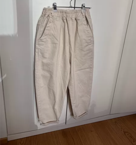全新卡其白色宽松加绒裤女哈伦裤 感兴趣的话...