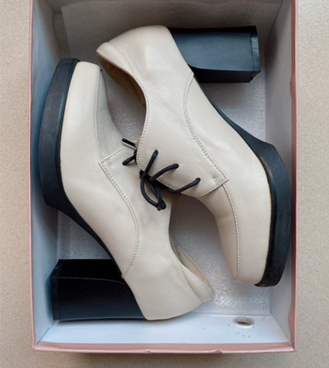 AACC春秋季新款高跟鞋真皮单鞋女粗跟防水...