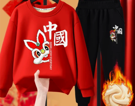 兔年红色拜年服男童唐装新年本命年儿童过年汉...