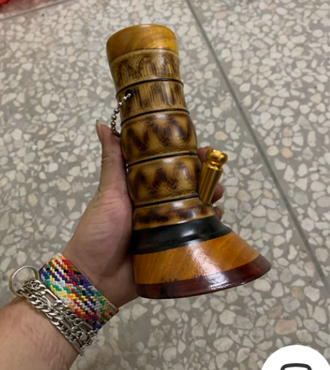 竹子水烟筒车载便携迷你短款玉石口水烟具实木...
