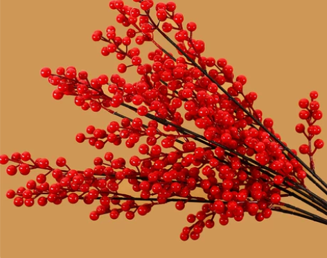 买3送1 红果发财果仿真花摆件客厅冬青开业...