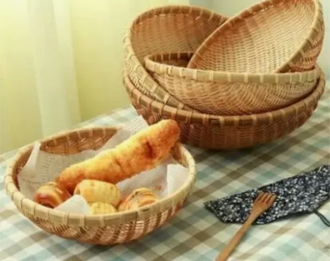 农家竹编簸箕馒头收纳筐竹制品篮子洗菜装水果...