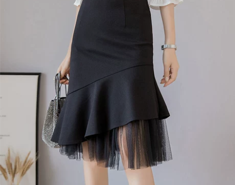 不规则鱼尾裙半身裙子女春夏2021新款中长...