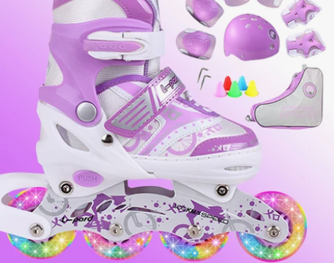 捷豹溜冰鞋儿童全套装男女旱冰鞋滑冰鞋8轮滑...