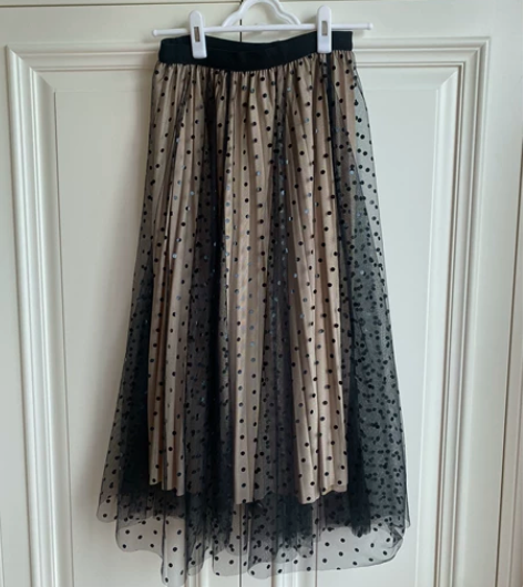 双层网纱设计感百褶裙中裙半身裙 网纱设计的...