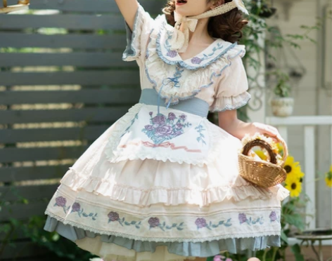 现货 伊芙的茶会 青空op jsk棉布田园...