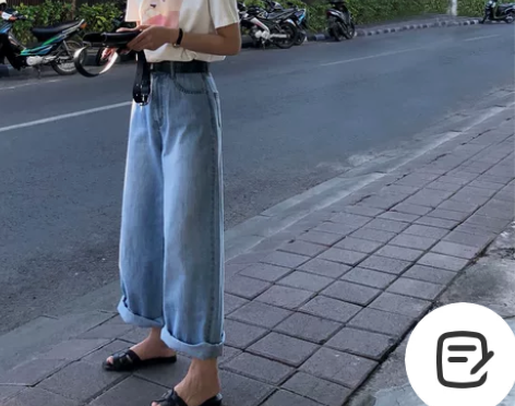 闲置阔腿牛仔裤 版型超好的牛仔裤 阔腿遮肉...
