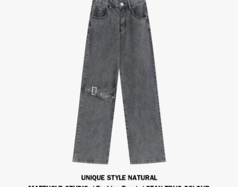 MATTUCLB 黑灰色牛仔裤女春季新款高...