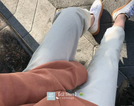 c2 store 韩代流行的高腰直筒休闲裤...