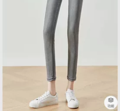 女士牛仔小脚裤显瘦铅笔裤九分裤 灰色28码...