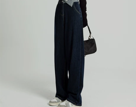 春装高腰阔腿牛仔裤女春夏直筒宽松2022年...