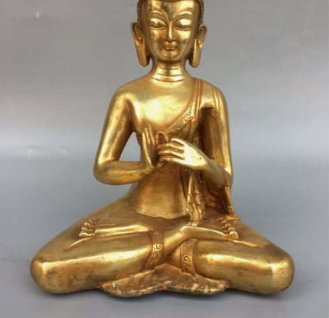 旧藏纯铜鎏金佛像 释迦牟尼佛 纯铜佛像 老...
