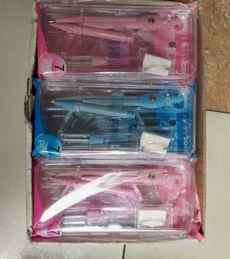 圆规+套尺套盒  纯铁质圆规  直尺 三角...