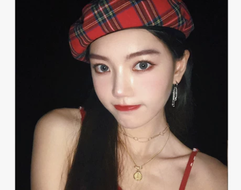 韩国ins网红红色格纹贝雷帽女日系百搭南瓜...