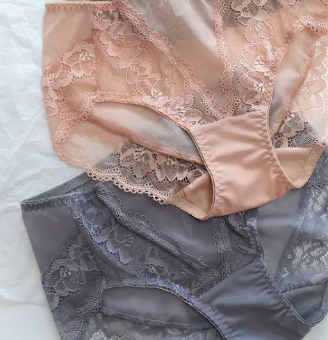 短裤女 4条中腰内裤女蕾丝 性感超薄网纱透...