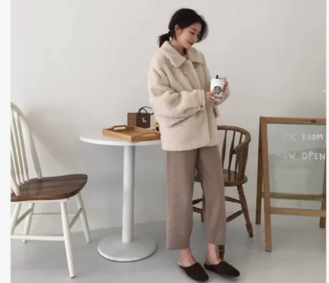 小宜定制 秋冬新款针织直筒阔腿裤女复古温柔...