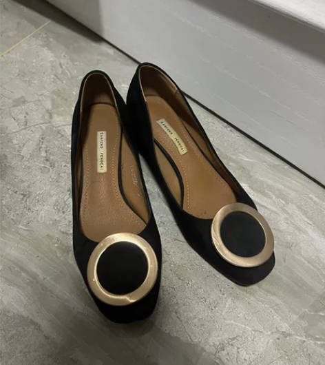 复古单鞋粗跟一脚蹬百搭圆扣2022新款法式...