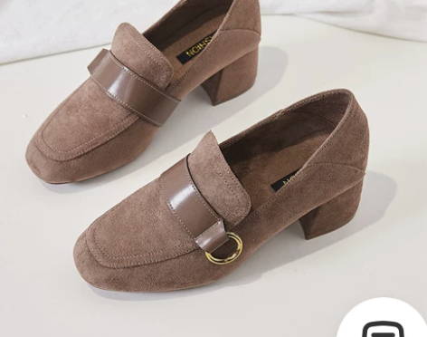 ?2018秋冬新款粗跟单鞋女韩版加绒豆豆鞋...