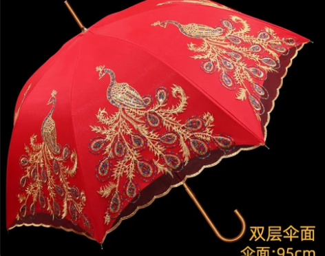 婚伞中国风结婚红伞出嫁中式红色伞新娘出门伞...