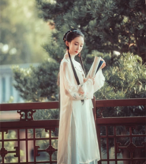 兰若庭 汉服 海棠春 立领 绣花 渐变 印...