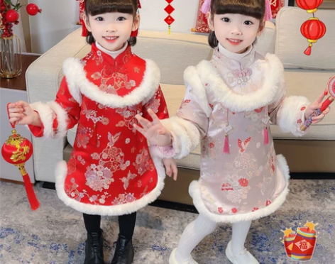 女童拜年服旗袍裙新款女宝宝中国风汉服唐装加...