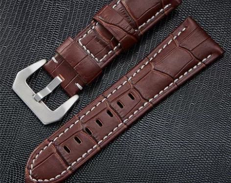 粗犷复古真皮表带男士头层牛皮竹节纹胖大海沛...