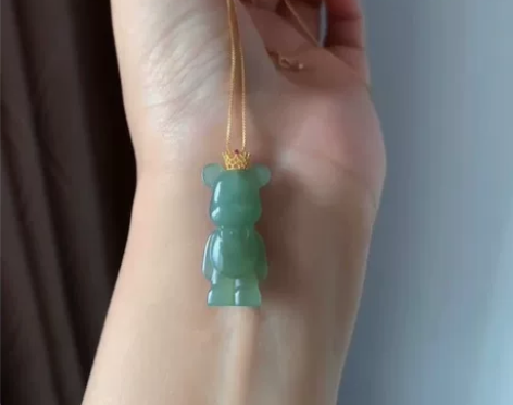 自然光拍 18k镶嵌 和田玉 冰湖水绿 玉...