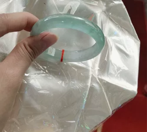 翡翠高冰湖水蓝水宽正圈手镯 圈口54*12...