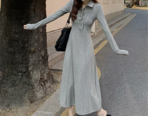 长袖打底针织连衣裙女2022年秋冬新款气质...