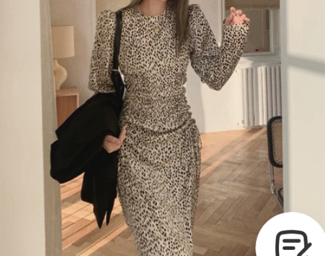 2021春新款女装裙子法式复古小众收腰圆领...