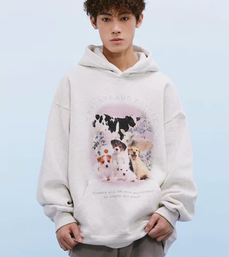 全新吊牌未拆KTDA趣味动物汇复古印花卫衣...