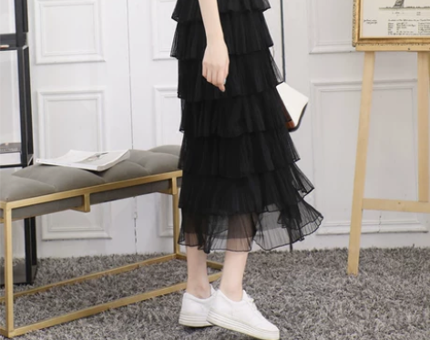 一纱自制 七层荷叶边网纱蛋糕裙 优雅公主气...