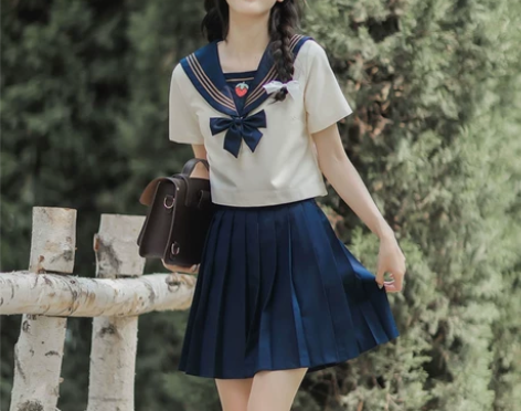 JK制服裙正版日系学院海军风甜美百褶裙子水...