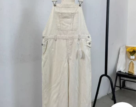 日式山系风格休闲复古百搭直筒背带裤 全新M...