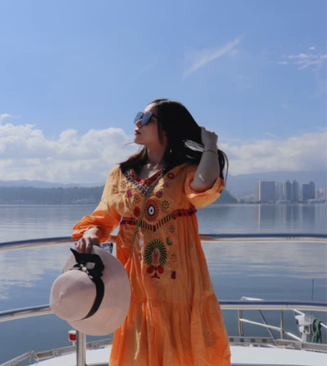 黄色民族风裙子 19.9包邮 红色民族风阔...