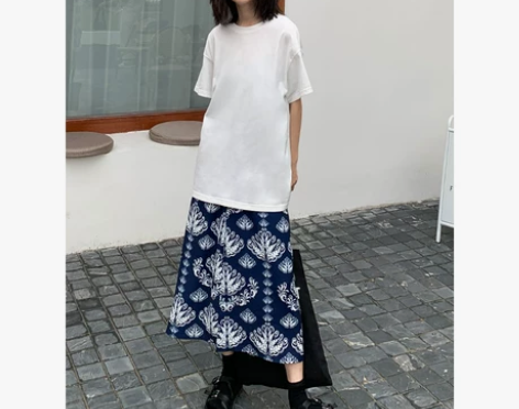 BAYUE八月2020新款夏季半身裙女深蓝...