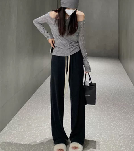 阔腿裤女2022年新爆款高腰垂感直筒休闲裤...