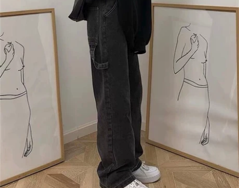 【年货价】韩版高腰阔腿牛仔裤女春秋薄款in...