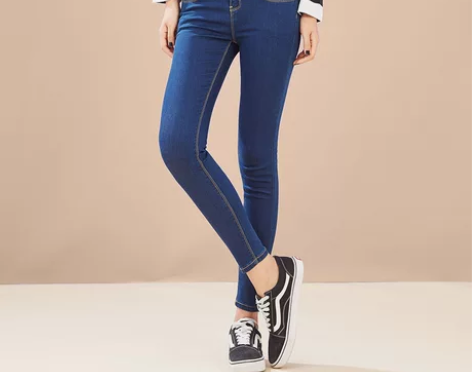 【秋冬上新价】美特斯邦威牛仔裤女高腰修身铅...