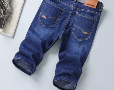 夏季薄款弹力男士牛仔短裤男装直筒宽松休闲大...