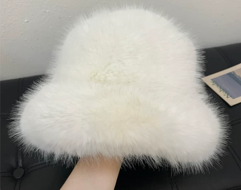 ?仿皮草貂毛帽子女秋冬季毛绒渔夫帽卡其高级...